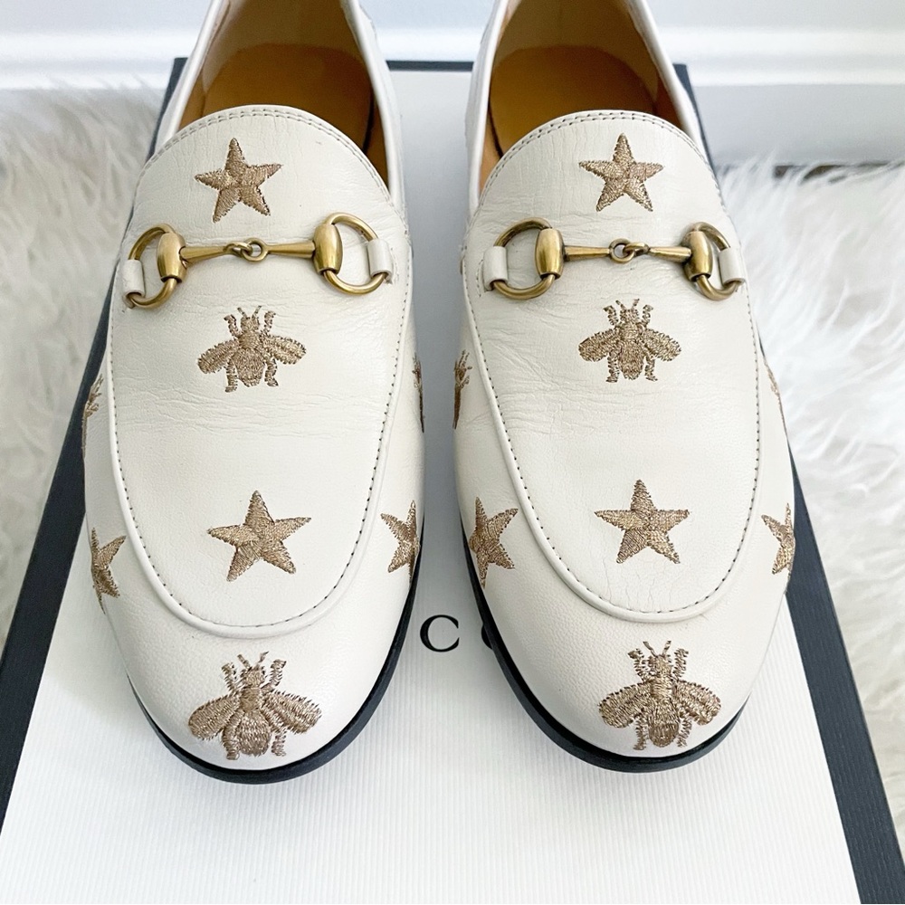 Gucci Bee Star Embroidered Leather Loafer White
Gold size 36.5 NEW - Picture 3 of 9